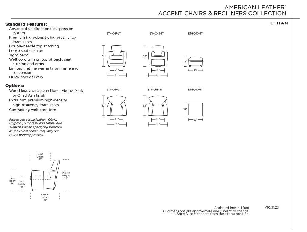 American Leather ETHAN Chair & Ottoman - Image 4
