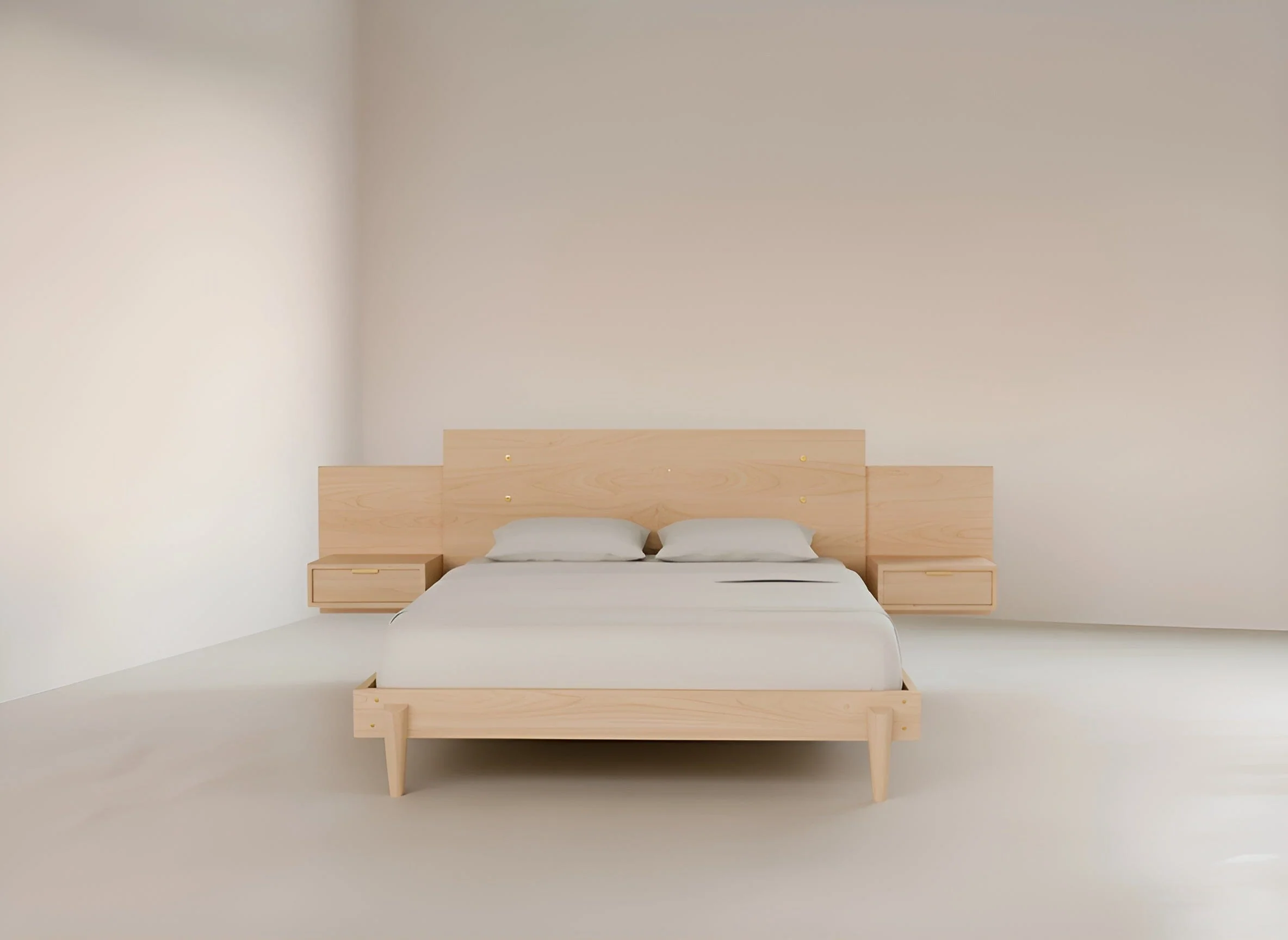 Apollo Platform Bed with Integrated Tables Maple