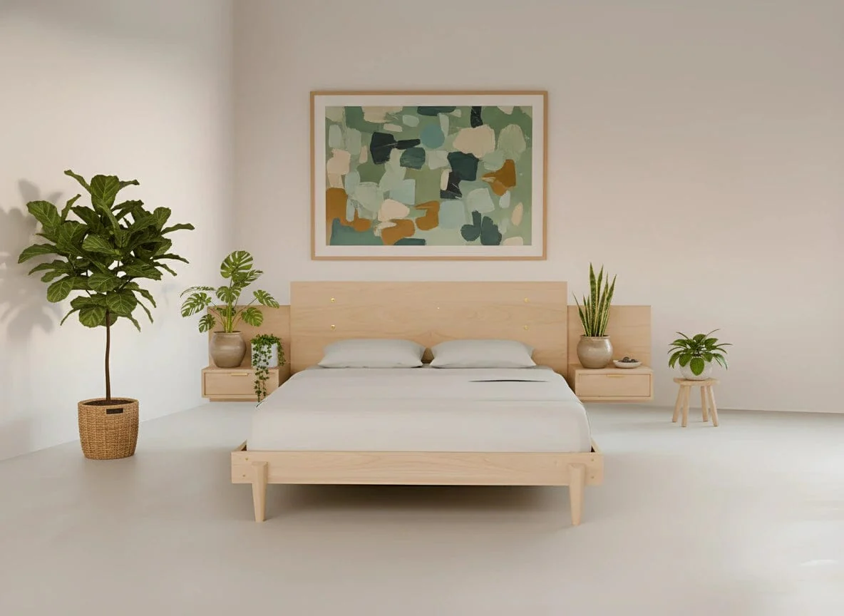 Apollo Platform Bed with Integrated Tables Maple - Image 2