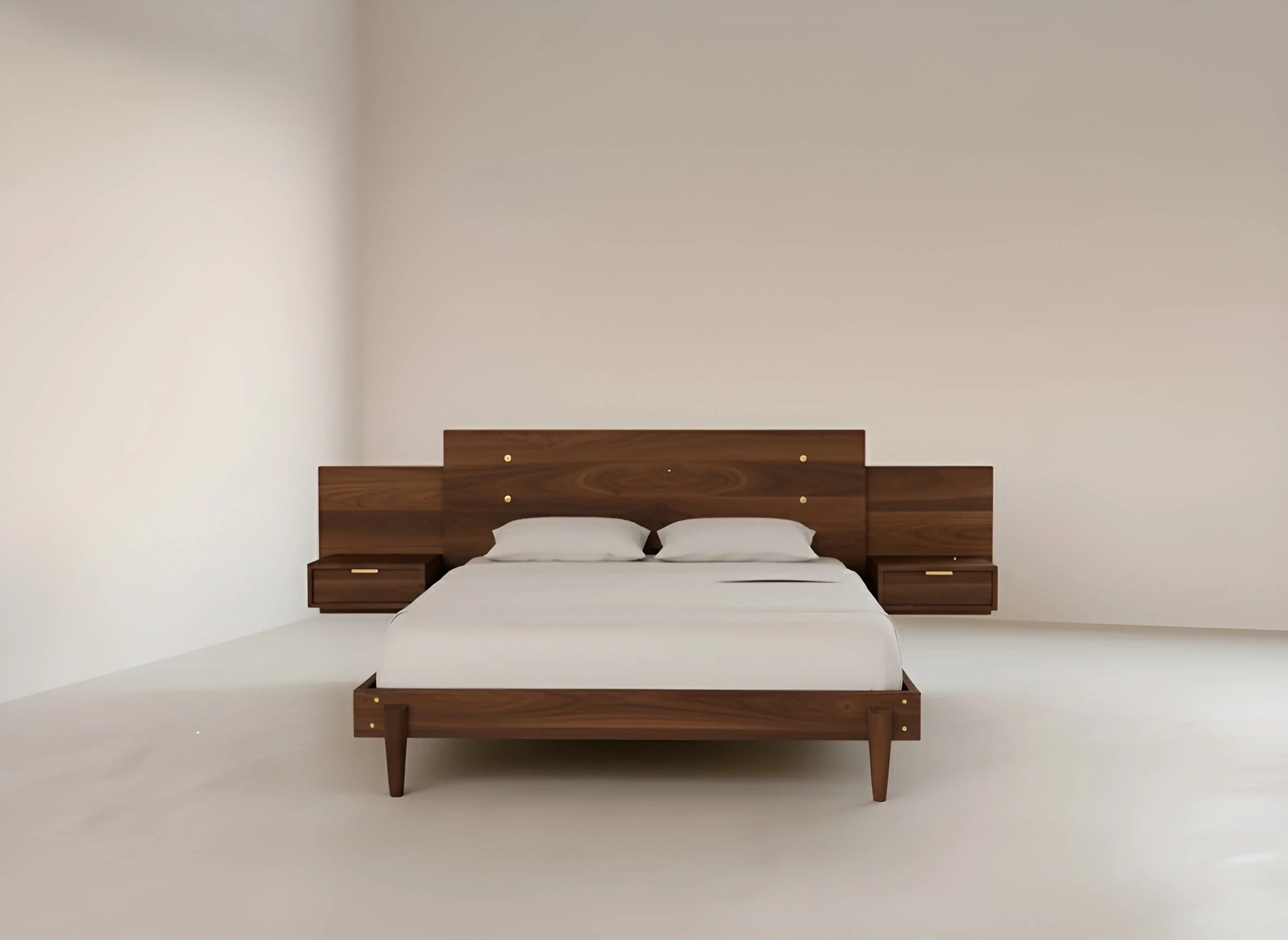 Apollo Platform Bed with Integrated Tables Walnut - Image 3