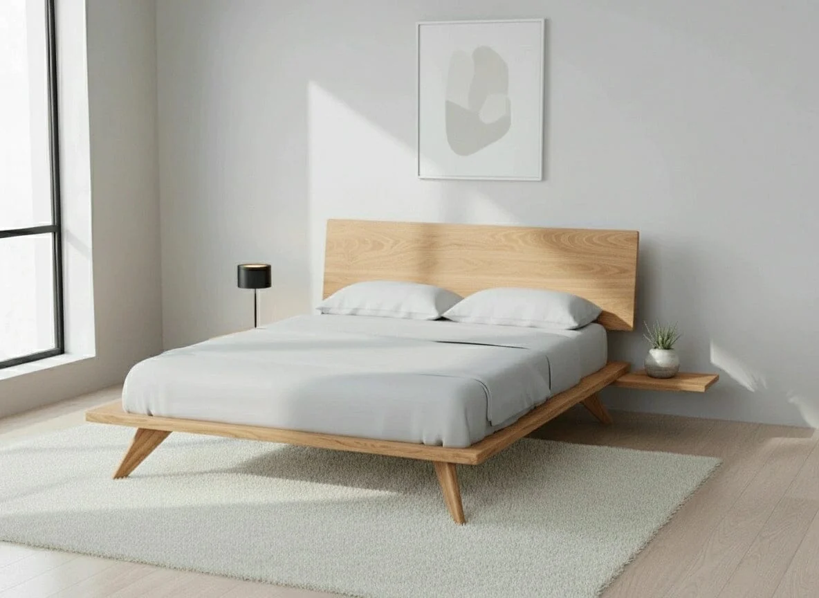 Atomic Platform Bed - Solid Wood White Oak - Image 3