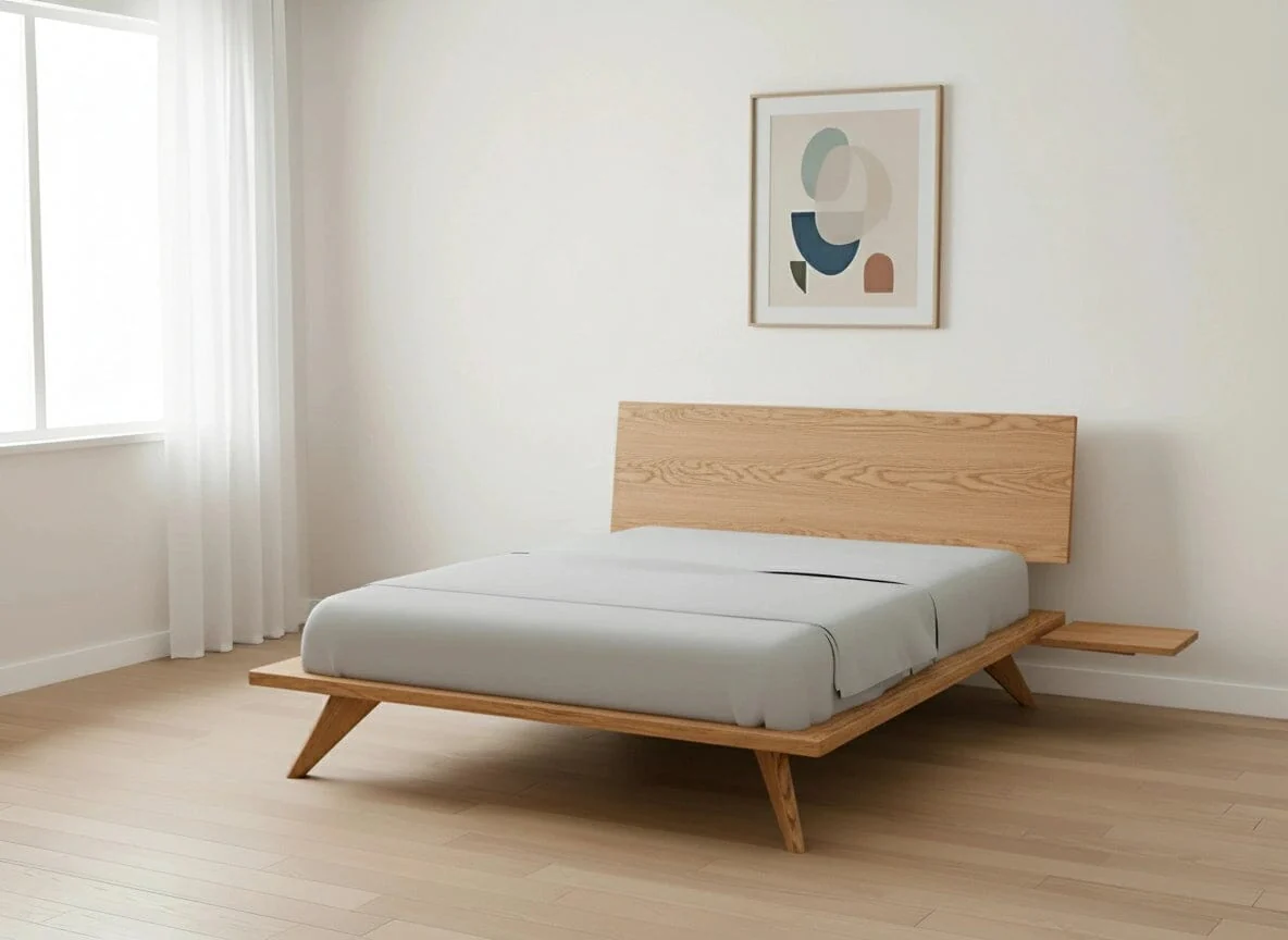Atomic Platform Bed - Solid Wood White Oak - Image 4