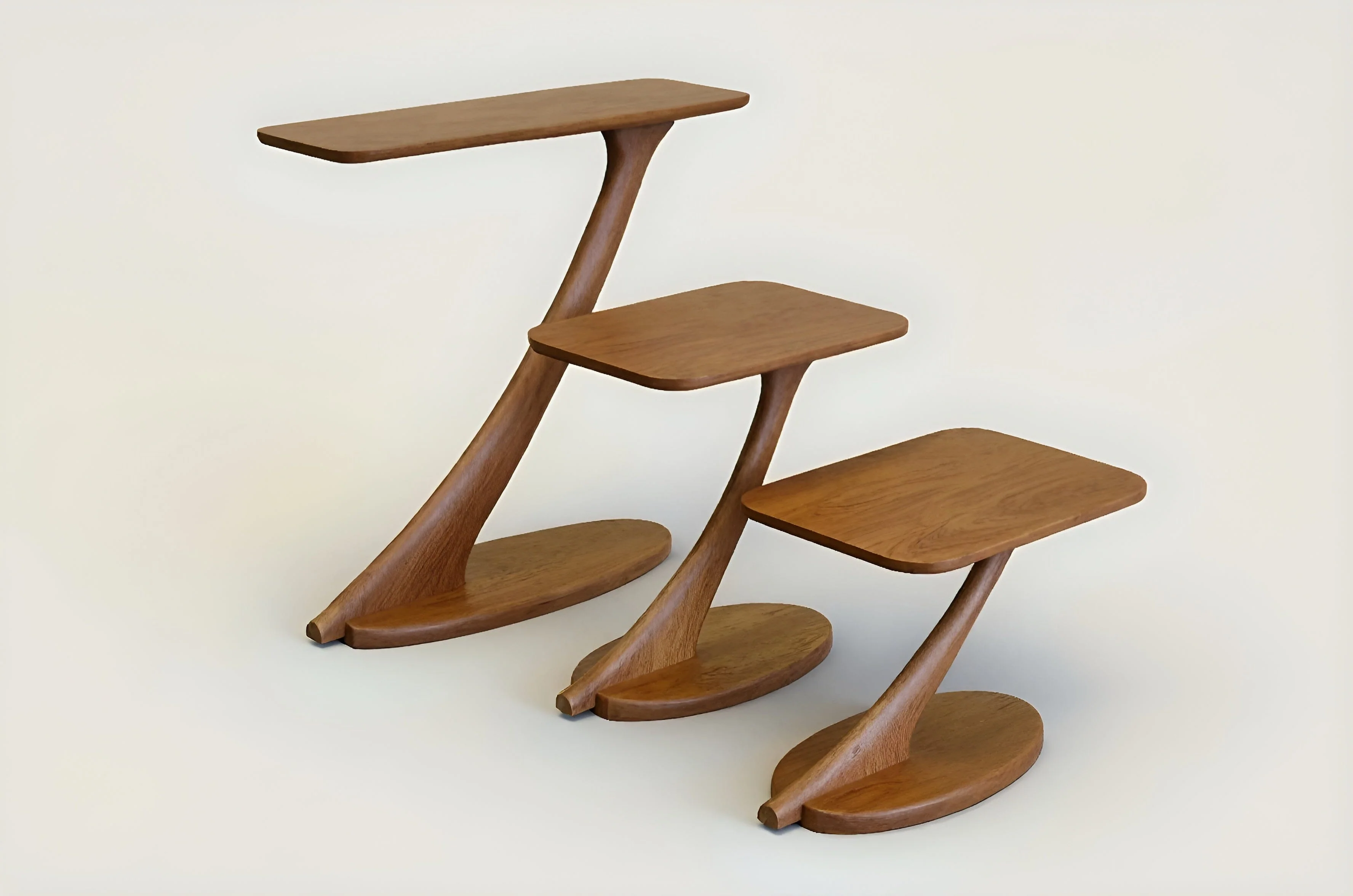 Cantilever Side Table Solid Wood Handmade - Cherry - Image 3