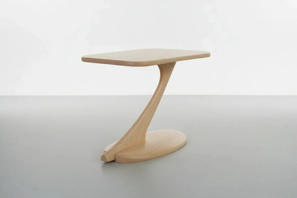 Cantilever Side Table Solid Wood Handmade - Maple