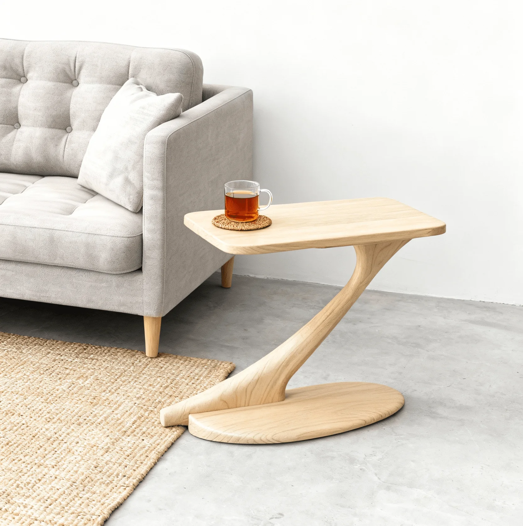 Cantilever Side Table Solid Wood Handmade - Maple - Image 2
