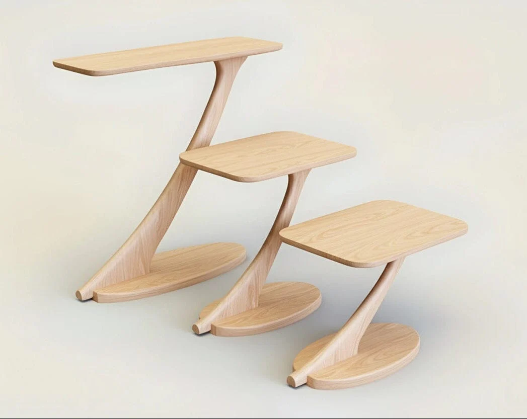 Cantilever Side Table Solid Wood Handmade - Maple - Image 5