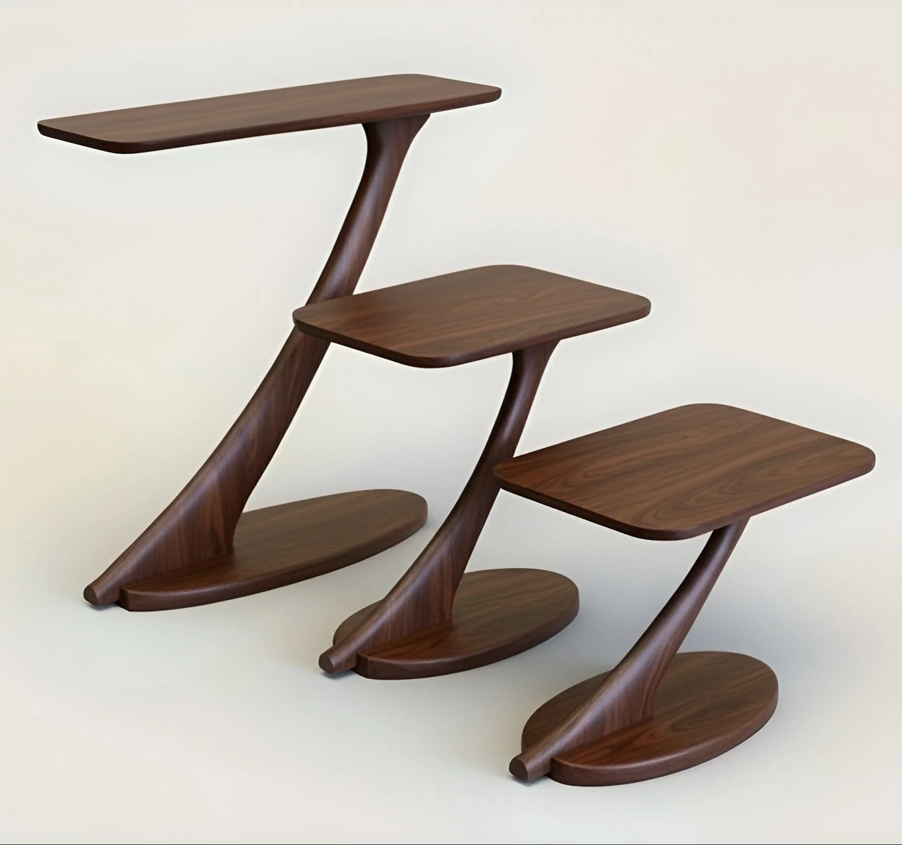 Cantilever Side Table Solid Wood Handmade - Walnut - Image 3