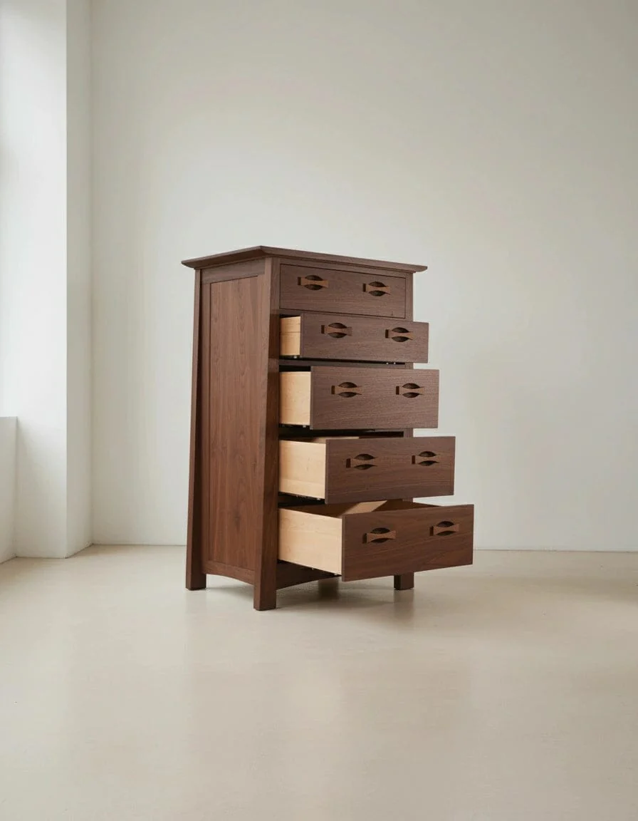 Enso 5-Drawer Upright Dresser - Handmade Solid Wood Chest | Walnut - Image 3