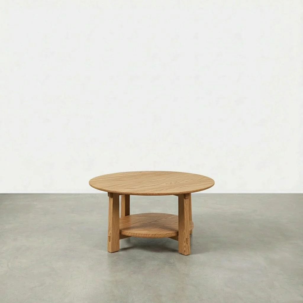 Enso Round Coffee Table in White Oak - Solid Wood | Columbus - Image 3