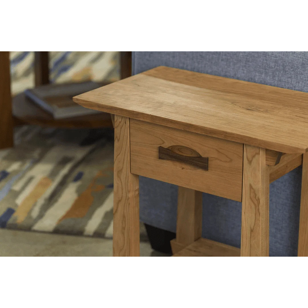 Enso Side Table With Drawer Solid Wood Handmade Organic- Cherry - Image 4