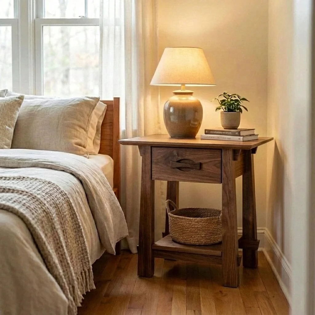Enso Side Table with Drawer in Walnut - Solid Wood | Columbu - Image 3