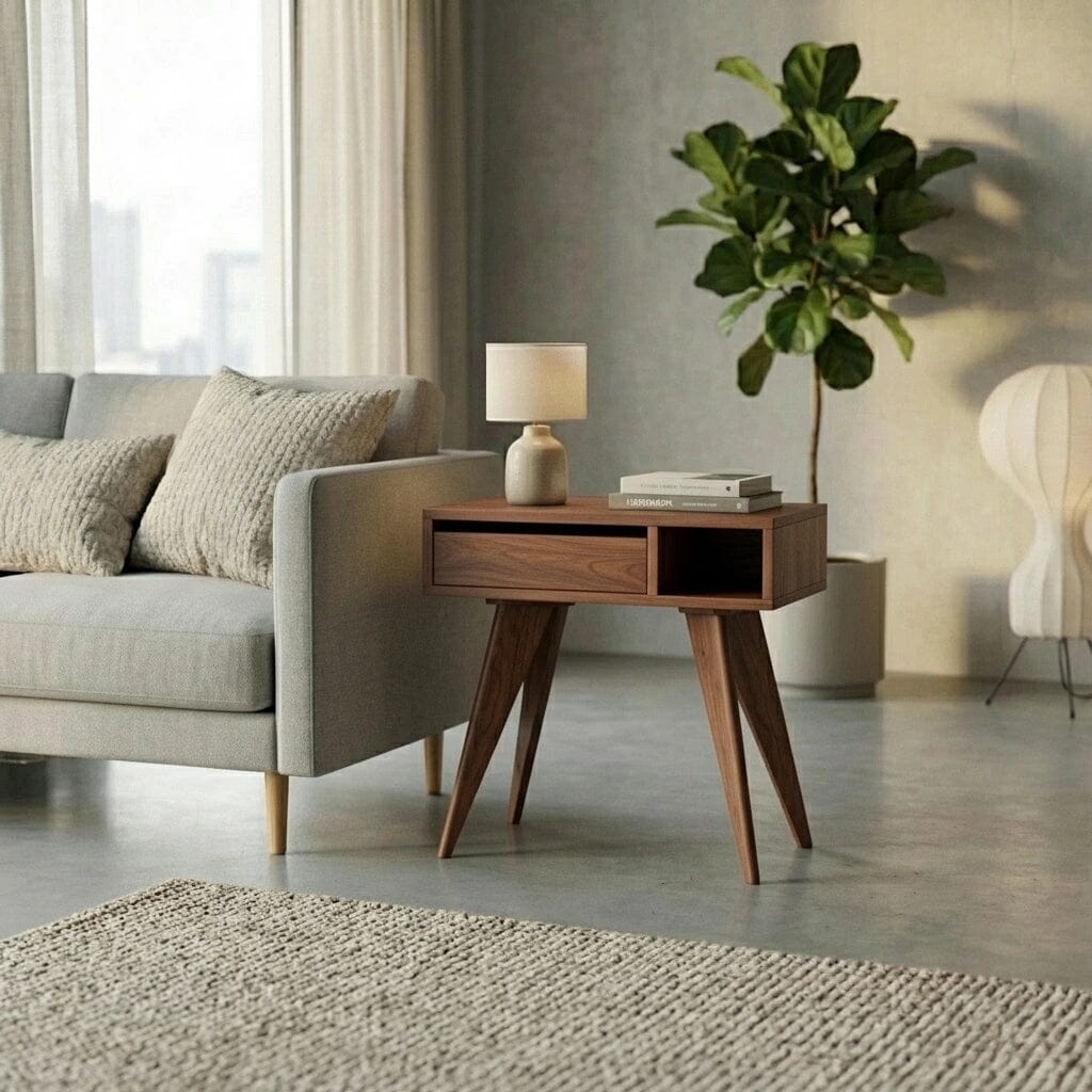 Mid-Century Modern Side Table - Walnut - Image 2