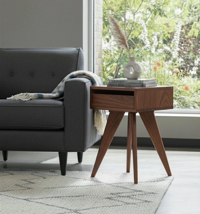 Modern Apartment Side Table - Walnut - Image 3