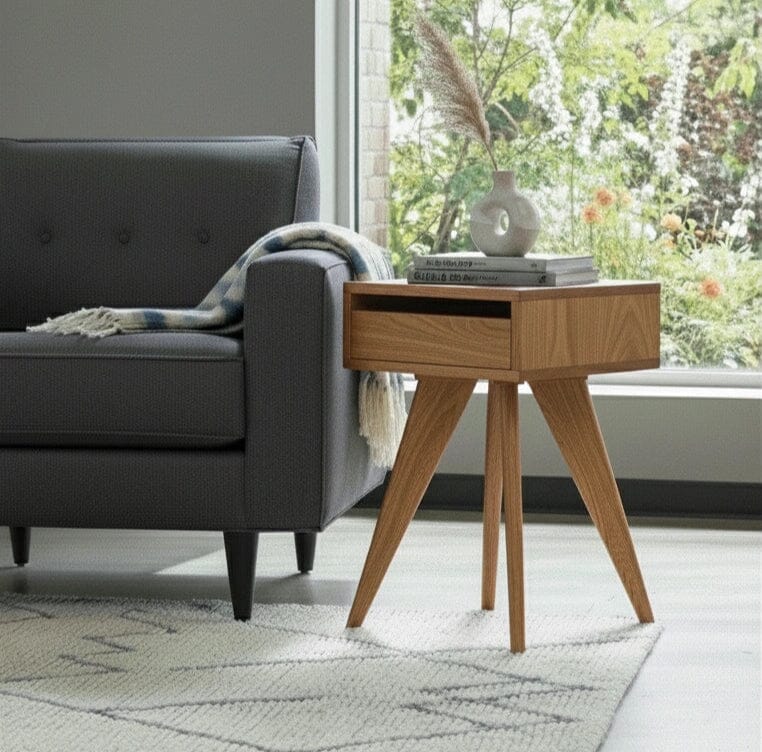 Modern Apartment Side Table - White Oak - Image 2