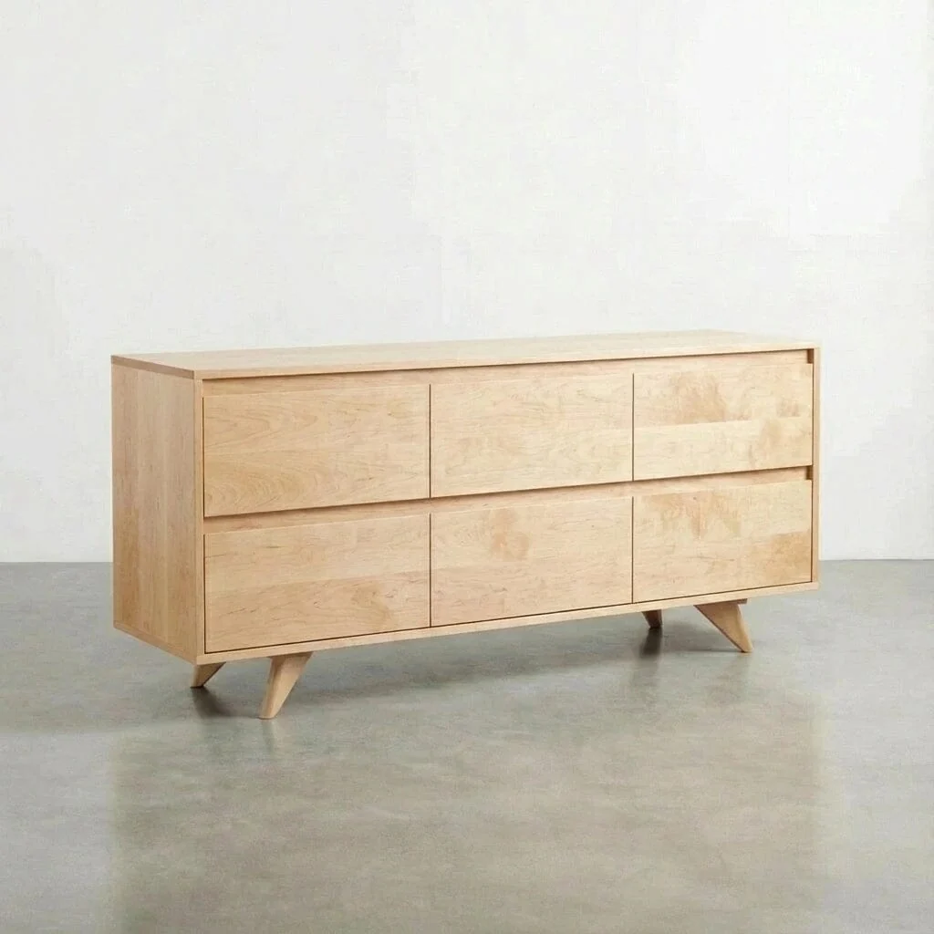 Modern Mid-Century Dresser in Maple - Solid Wood | 6 Drawer