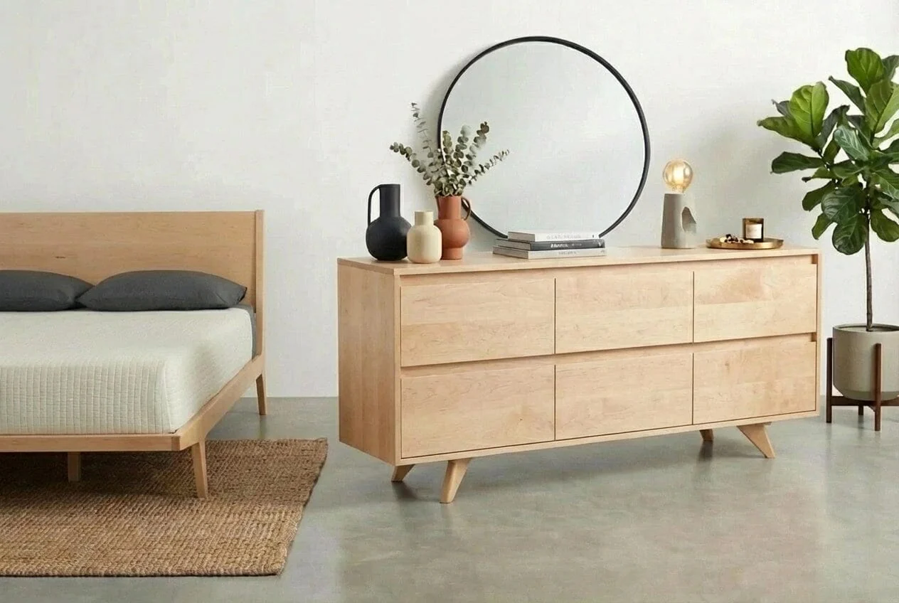 Modern Mid-Century Dresser in Maple - Solid Wood | 6 Drawer - Image 2