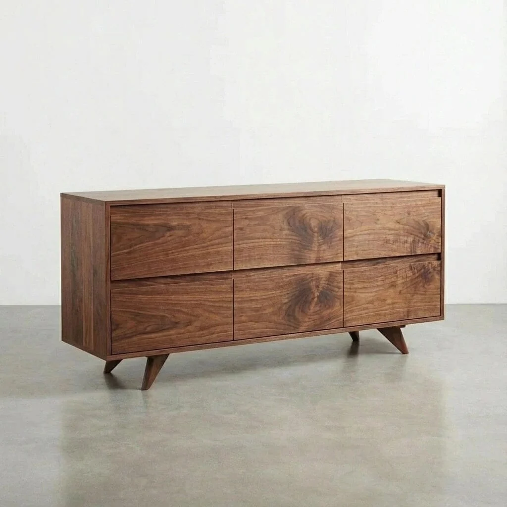 Modern Mid-Century Dresser in Walnut - Solid Wood | 6 Drawer