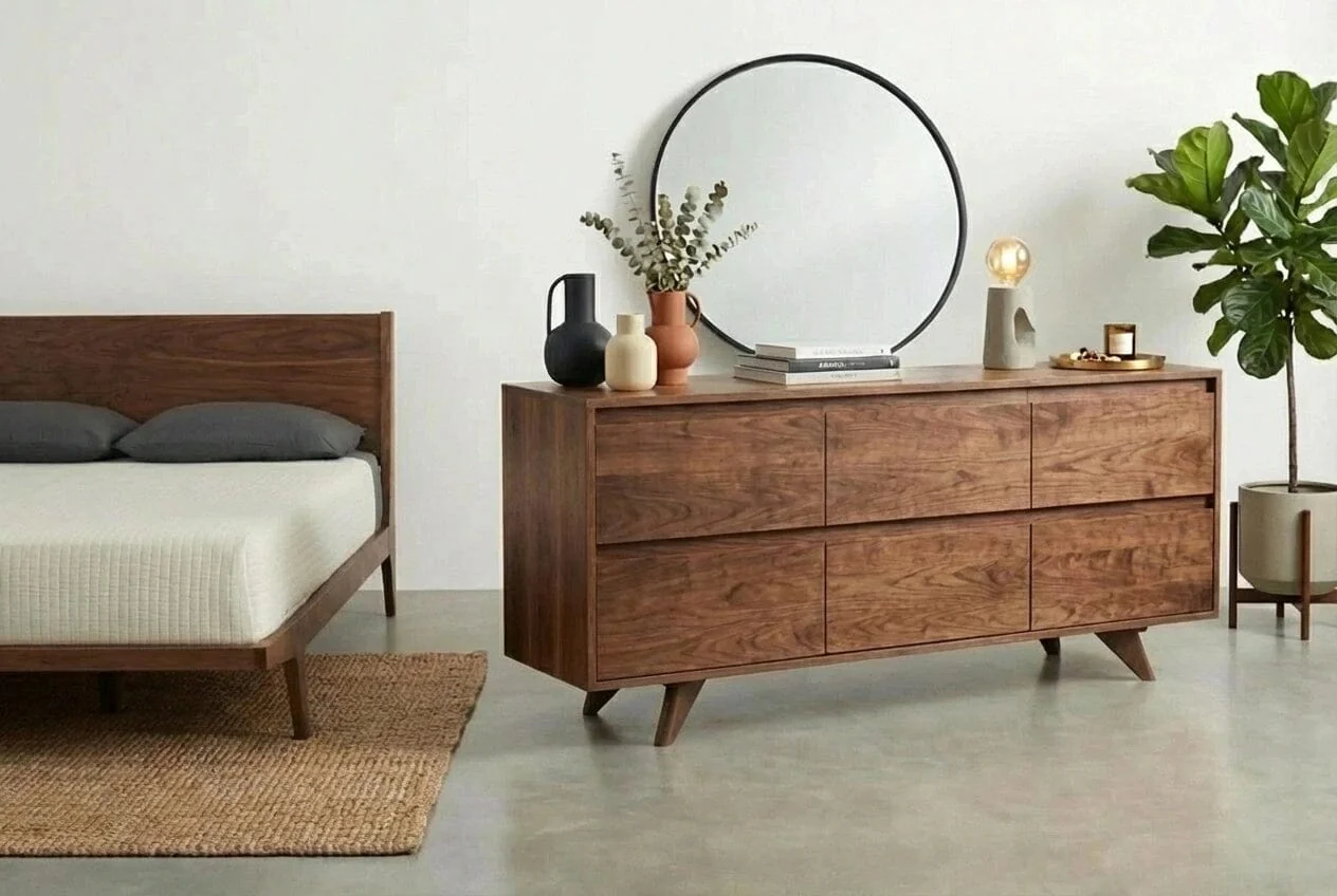 Modern Mid-Century Dresser in Walnut - Solid Wood | 6 Drawer - Image 2