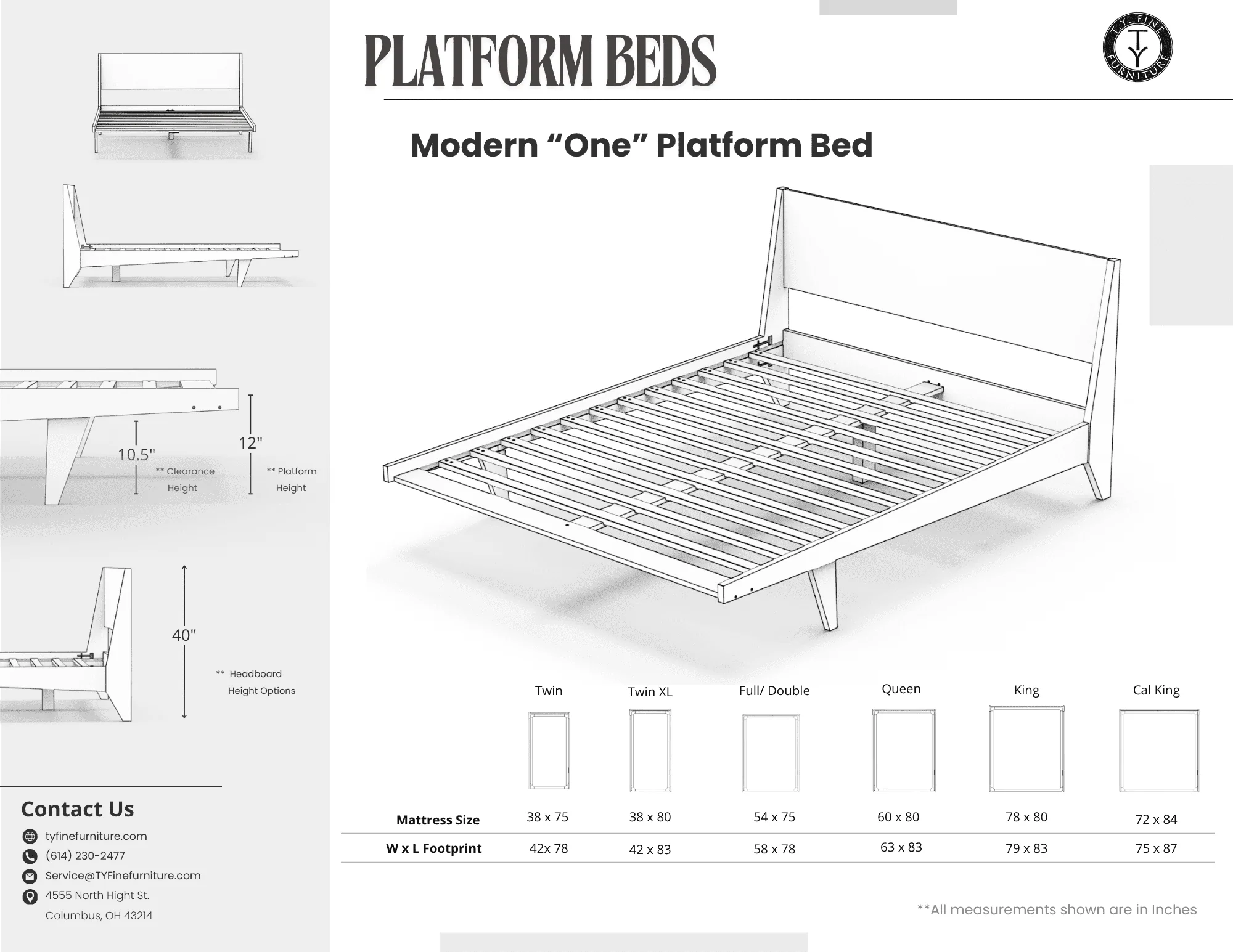 Modern "ONE" Platform Bed - Solid Wood White Oak - Image 7
