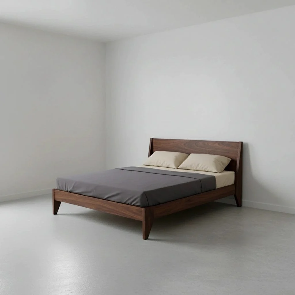 Modern TWO Platform Bed in Walnut - Solid Wood | Columbus OH