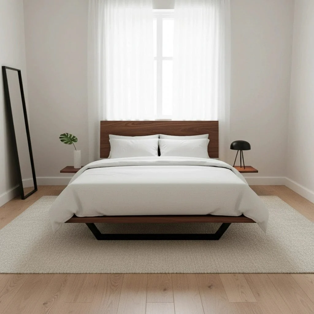 Nelson Solid Wood Platform Bed Frame | Premium Dark Hardwood | Walnut - Image 4