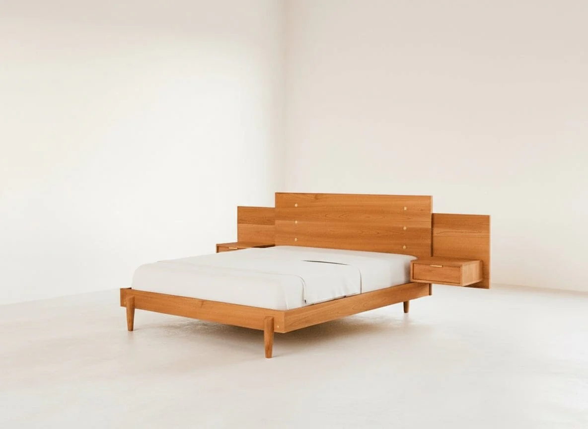 Apollo Platform Bed with Integrated Tables Cherry - Image 3