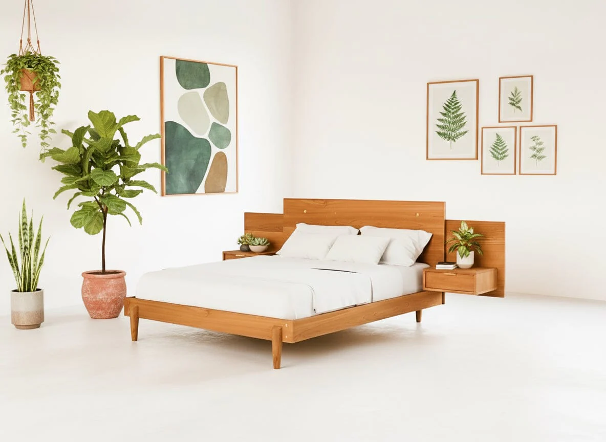 Apollo Platform Bed with Integrated Tables Cherry - Image 5