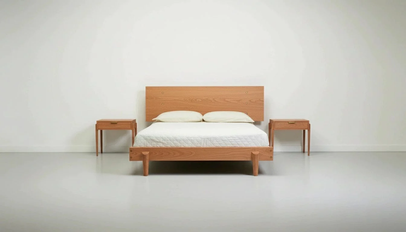 Apollo Platform Bed - Solid Wood Modern Bed Frame Cherry - Image 3